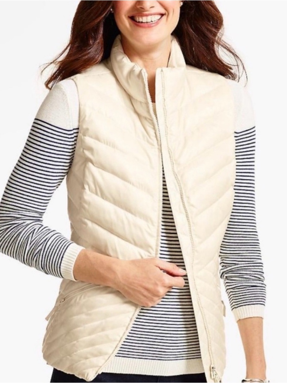 ⚡️Like-New⚡️Talbots Cream Quilted Packable Puffer Vest